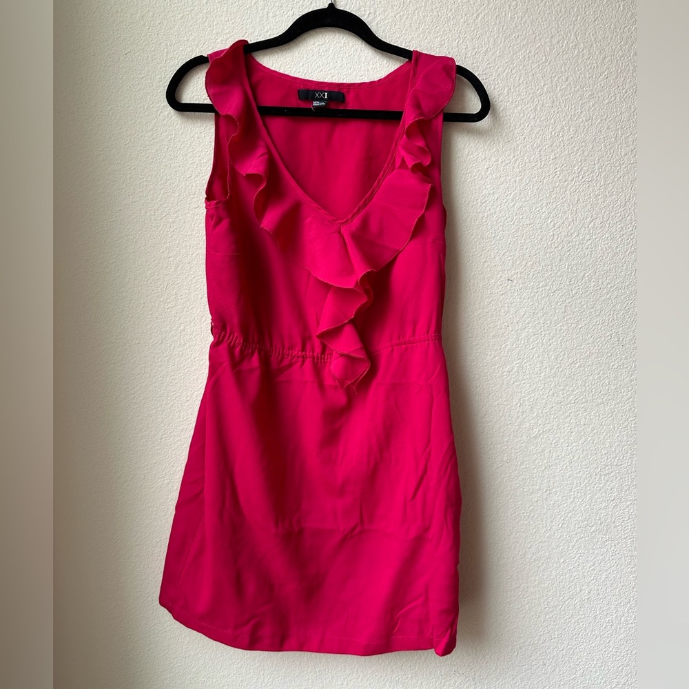 Forever 21 Pink Ruffle Mini Dress - Size M